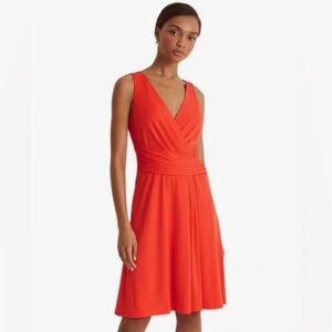 Lauren Ralph Lauren Sleeveless Lined Jersey Dress Size 14 Hyannis Port Orange